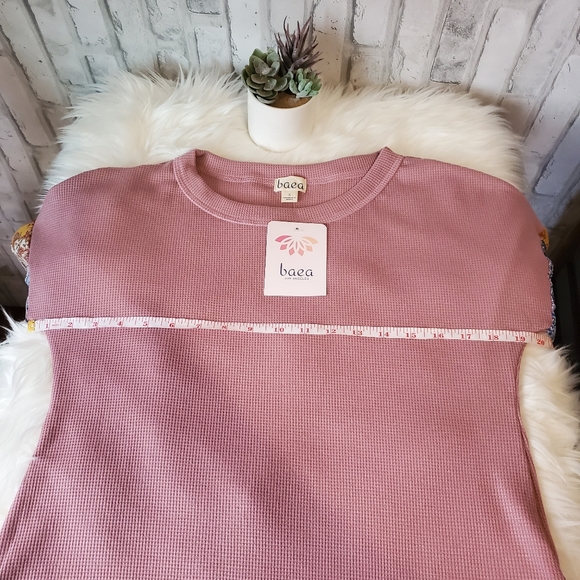 BAEA Boho Mixed Long Sleeve Top Blush Size Small - Picture 8 of 10